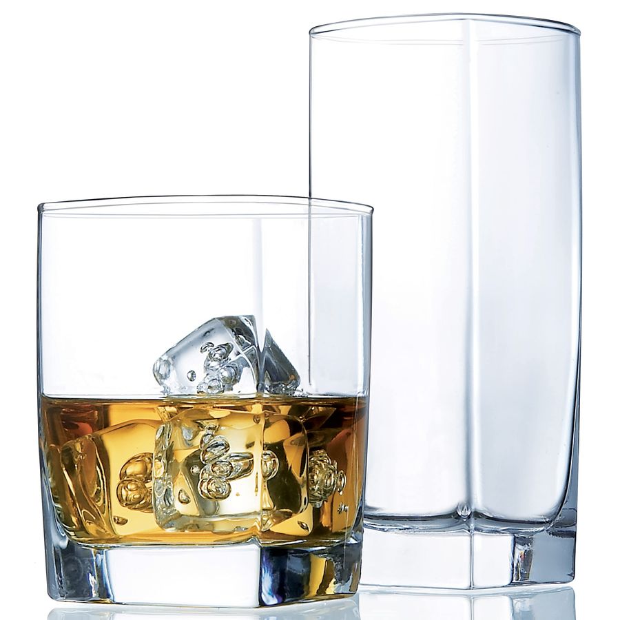 Wine Beer The Whiskey - Everyday Drinking Glasses Set of 16