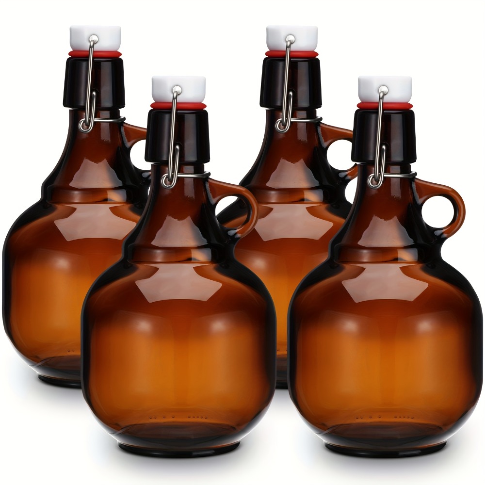 Wine Beer And Cider - 4pcs Amber Glass Growlers for Beer,