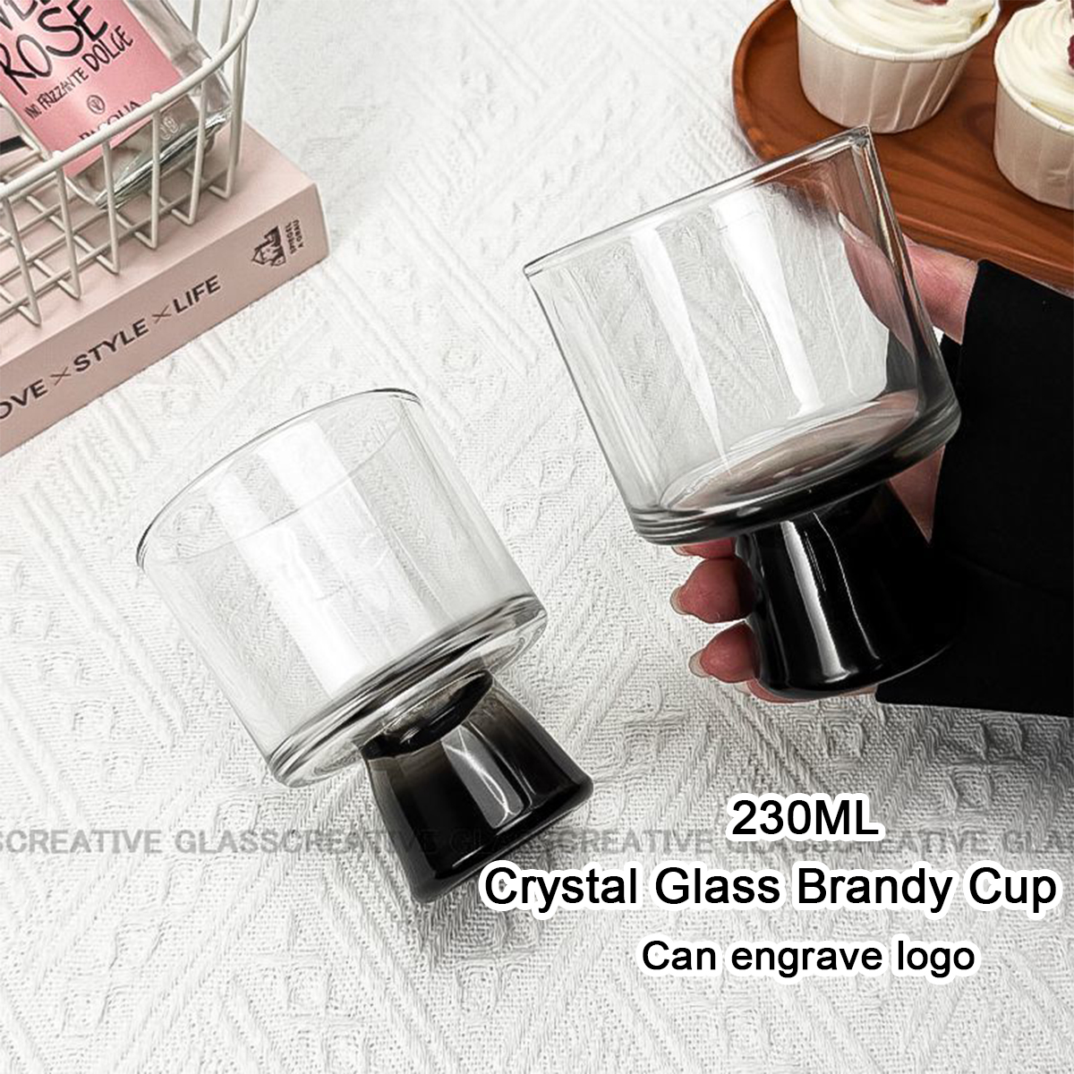 Wine Beer Logo - (Can Engrave Logo) 230ML Crystal Colored