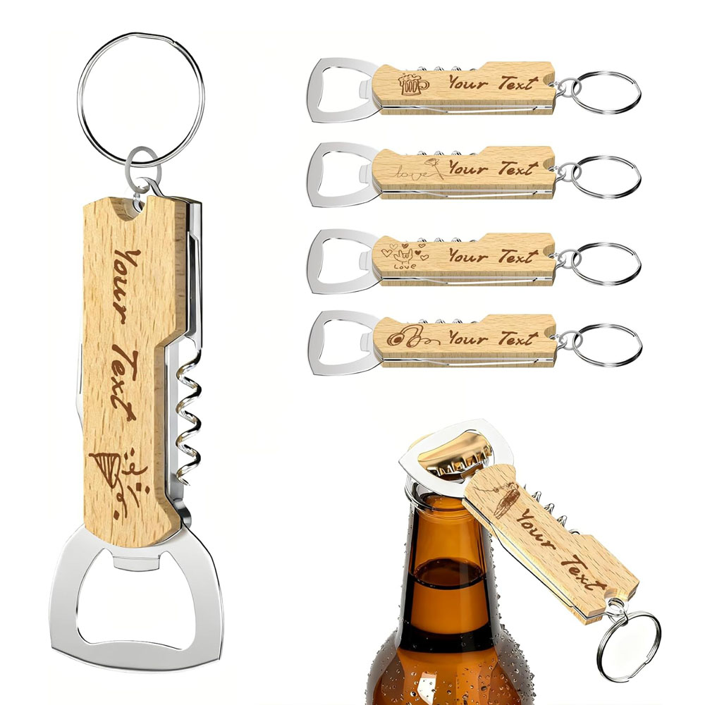 Wine Beer Logo - Custom Engraved Logo Bottle Opener Keychain