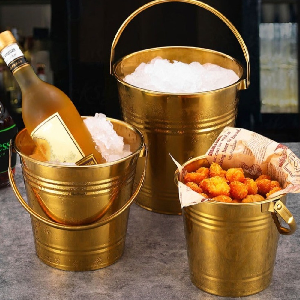 Ice Bucket Silver - Multifunctional Stainless Steel Ice Bucket with