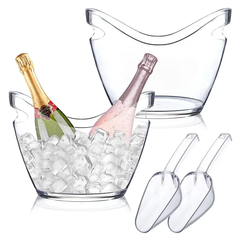 Ice Bucket Silver - Clear 4L Ice Bucket Ice Shovel