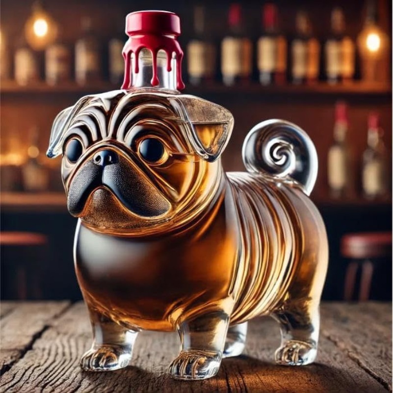 Wine Beer The Whiskey - Transparent Whiskey Hanger Pug Shaped Glass