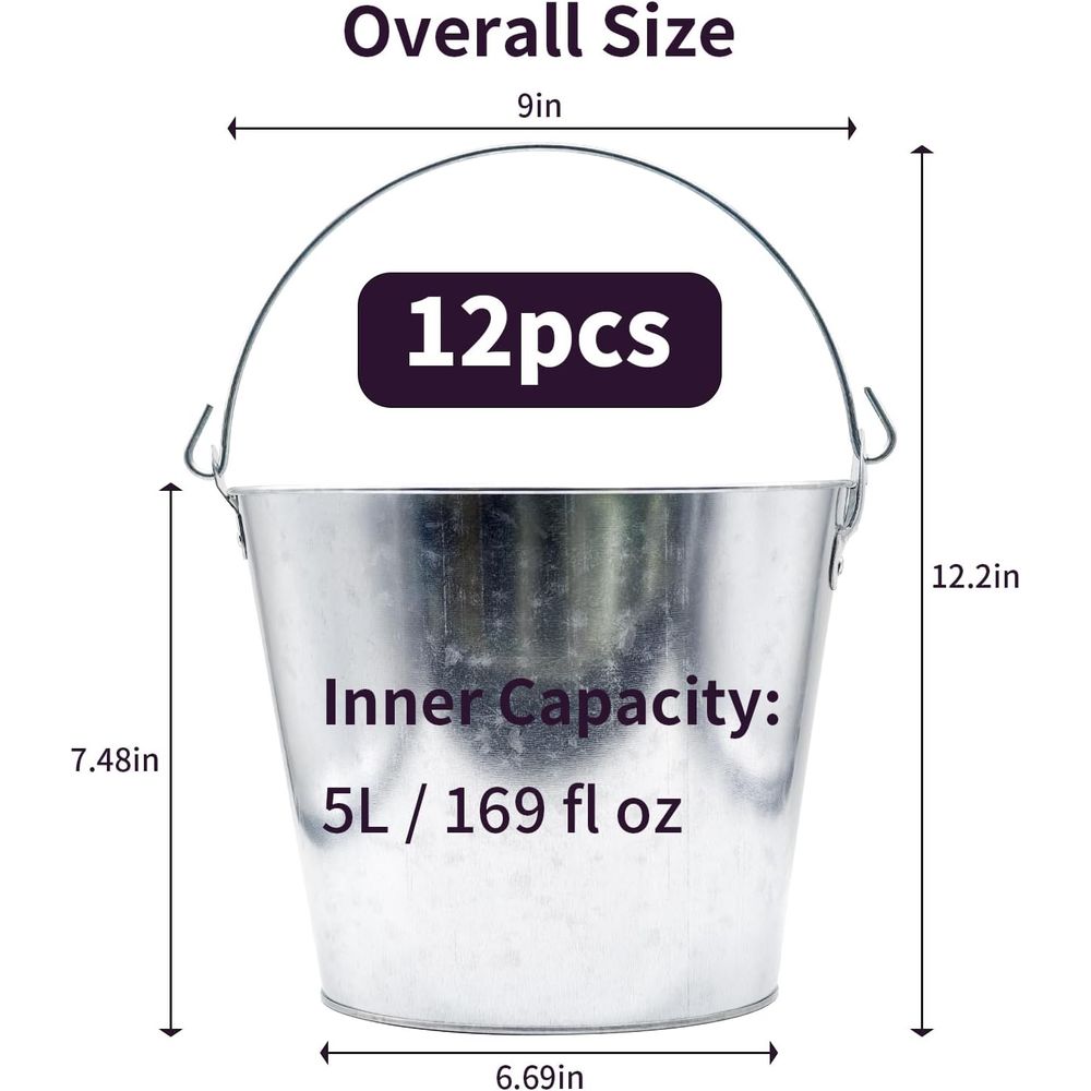 5L Silver Galvanized Metal Buc - Ice Bucket Silver บทวิจารณ์และราคา