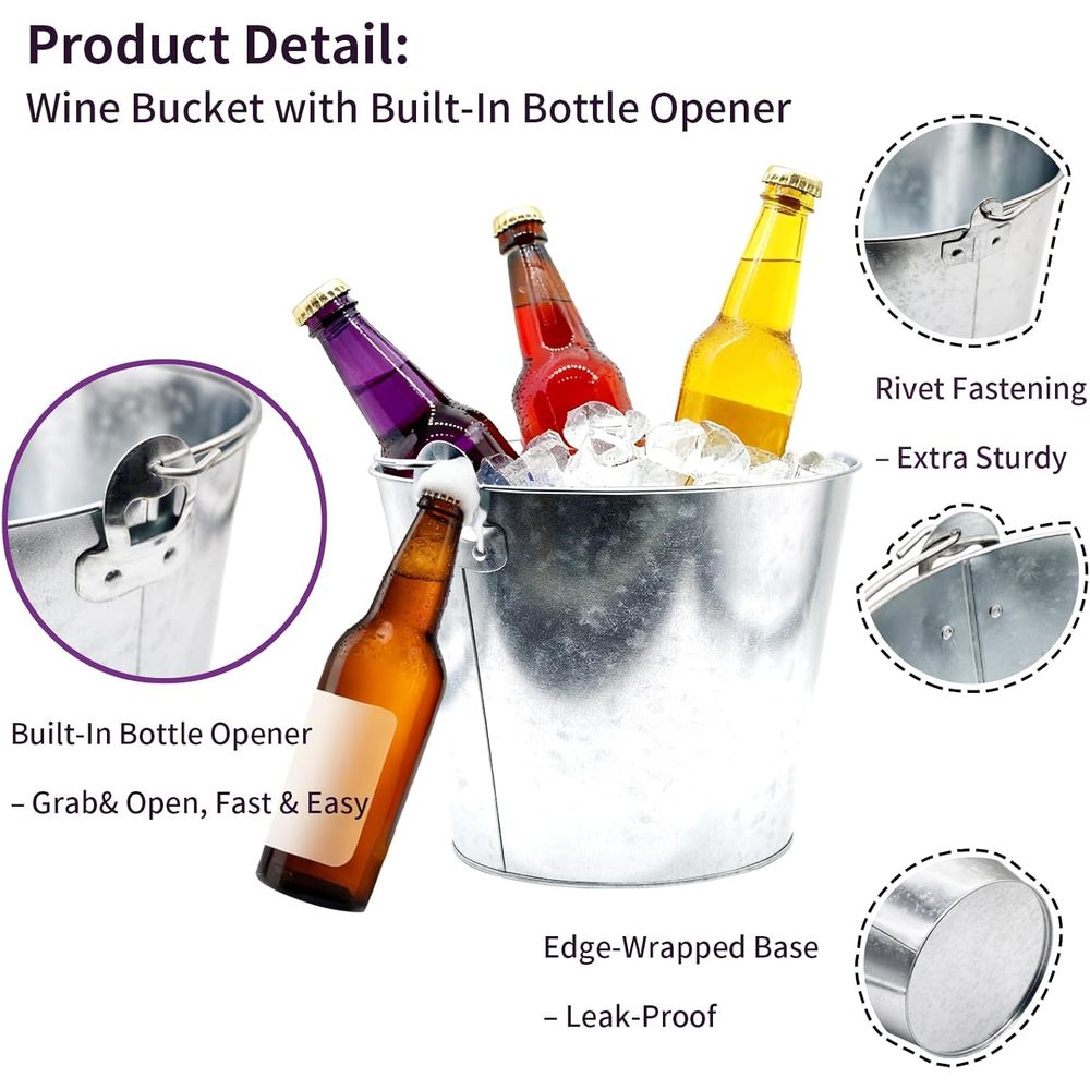 5L Silver Galvanized Metal Buc - Ice Bucket Silver บทวิจารณ์และราคา