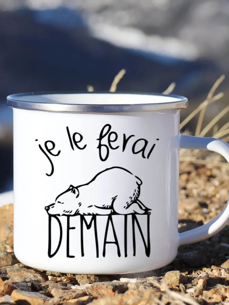 Cute Enamel Coffee Mug French  - Wine Beer Festival บทวิจารณ์และราคา