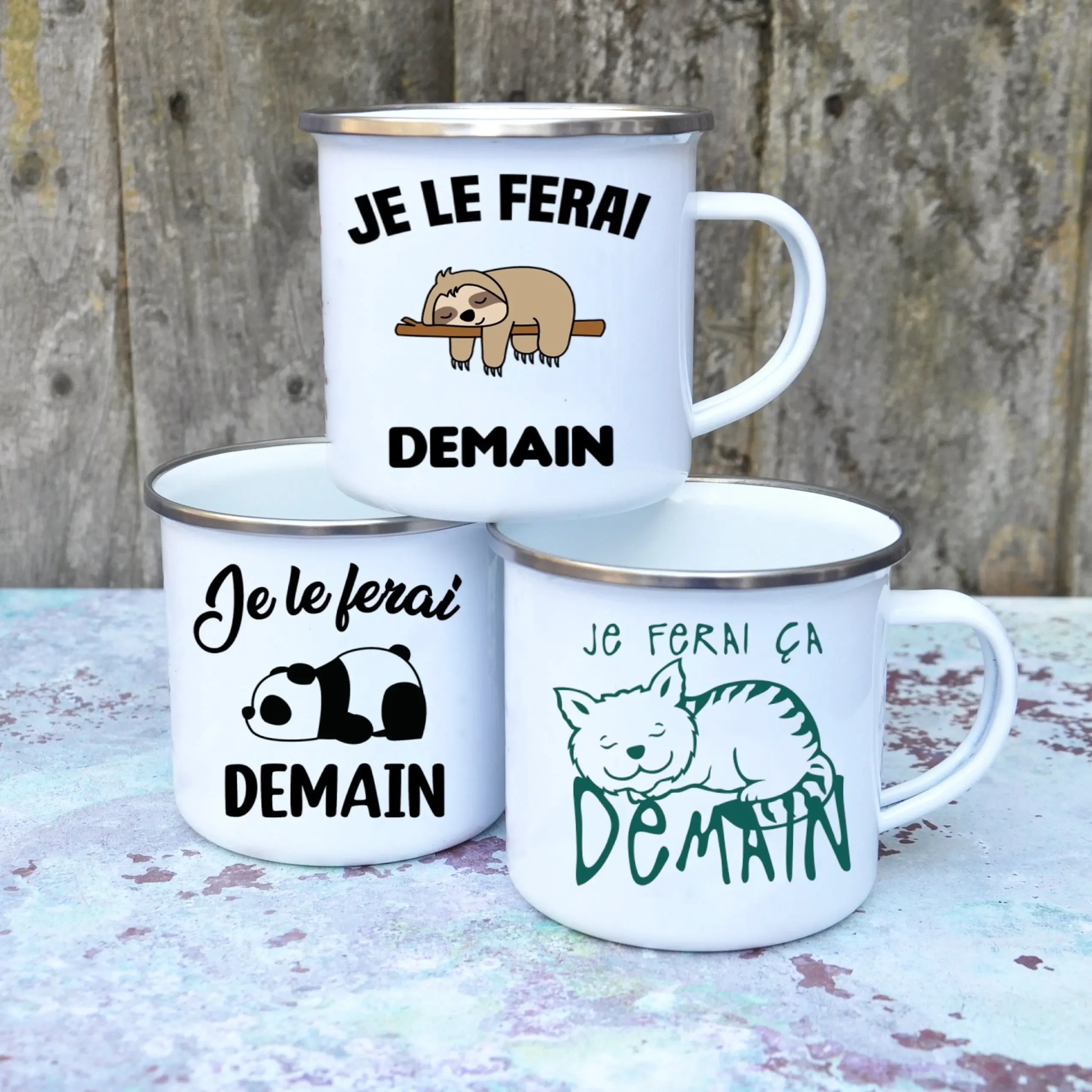 Cute Enamel Coffee Mug French  - Wine Beer Festival บทวิจารณ์และราคา