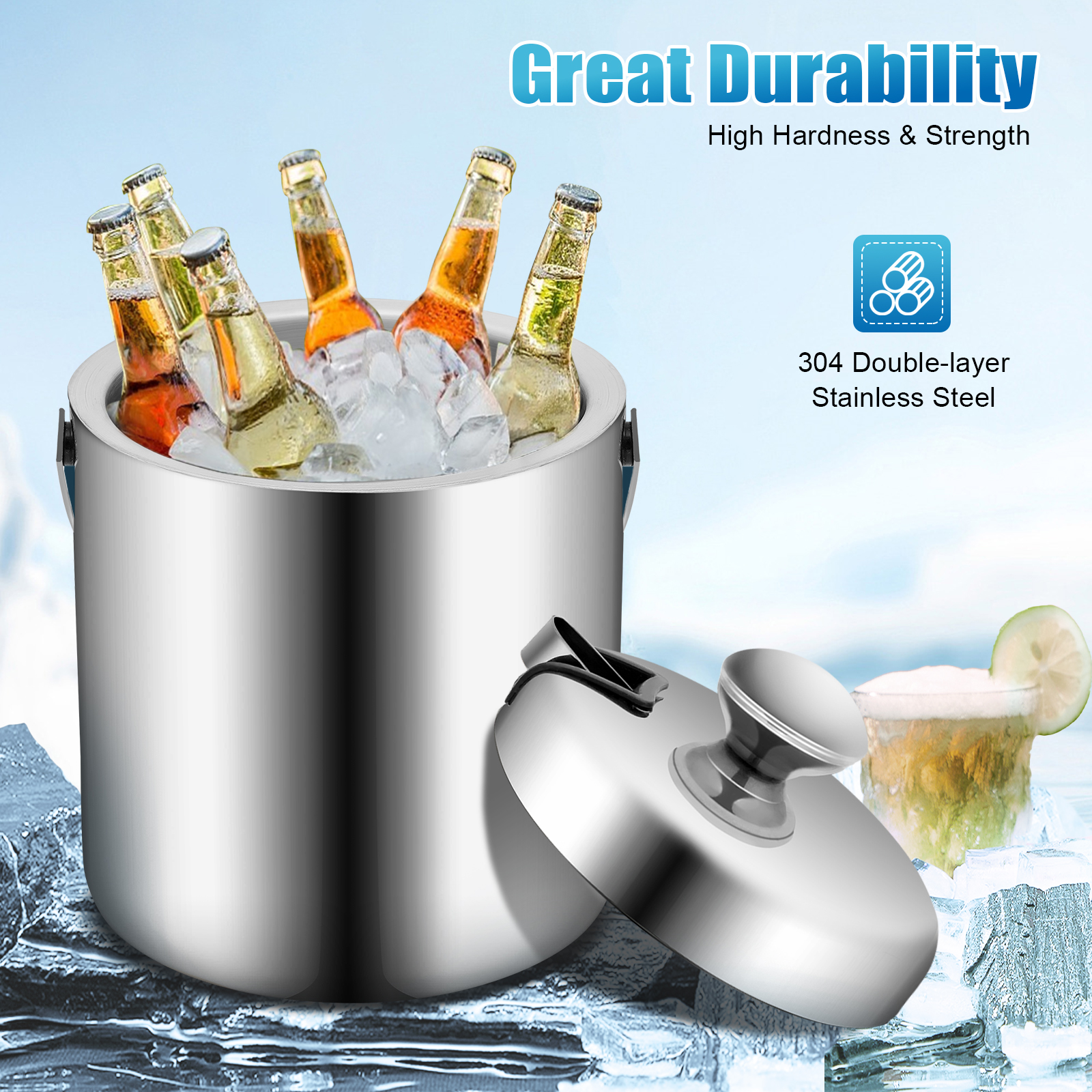 304 Double-Layer Stainless Ste - Ice Bucket Silver บทวิจารณ์และราคา