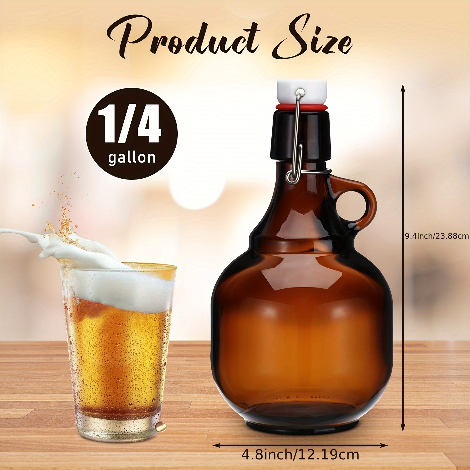 4pcs Amber Glass Growlers for  - Wine Beer And Cider บทวิจารณ์และราคา