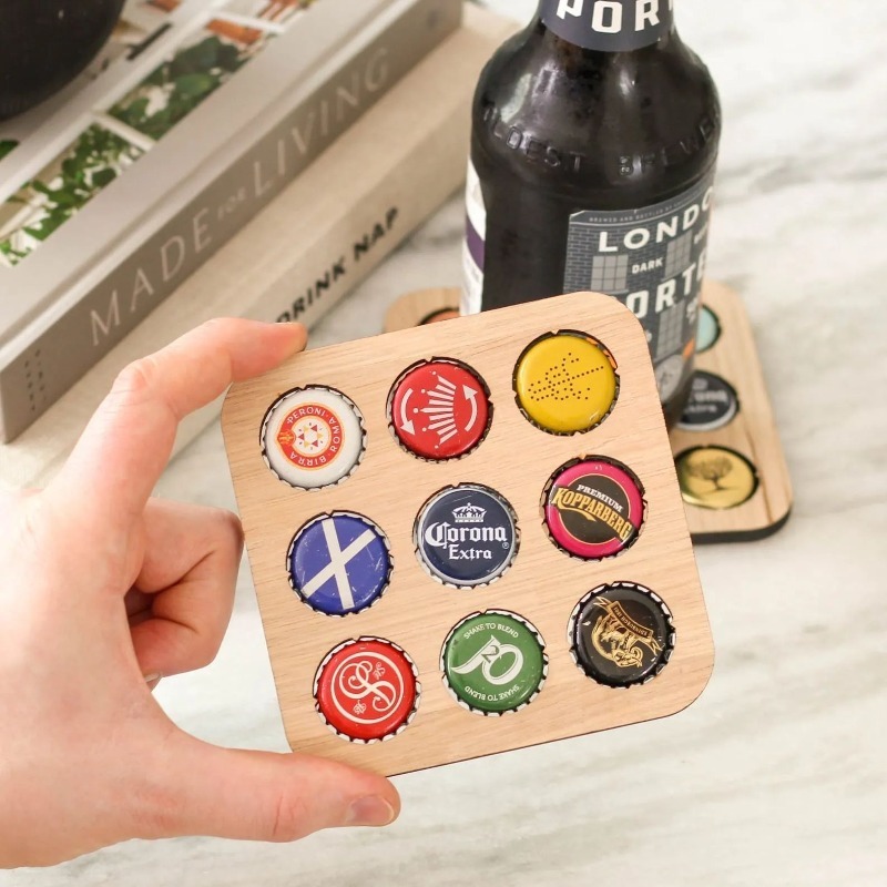 Wood Beer Cap Collector Coaste - Craft Beer & Wine U- บทวิจารณ์และราคา