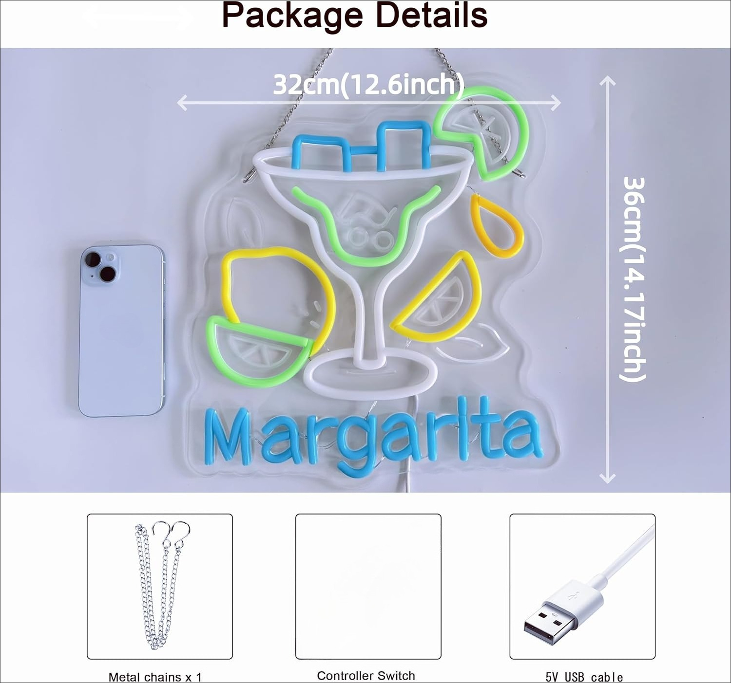 Margarita Neon Sign Wall Art D - Beer & Wine Grab บทวิจารณ์และราคา