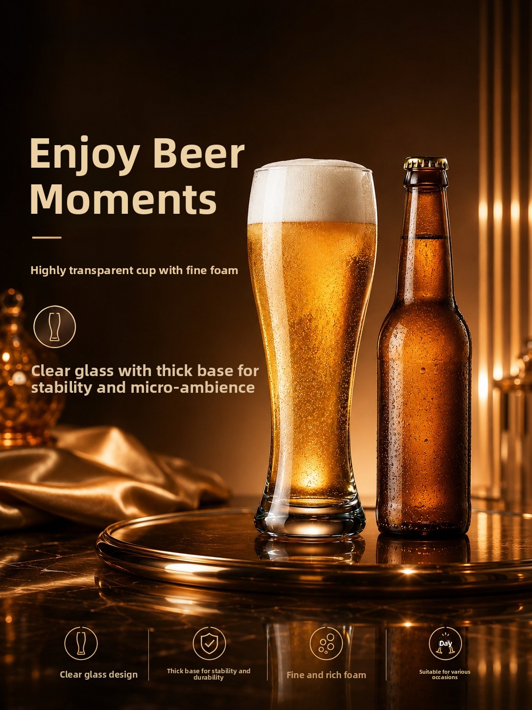 Large Capacity Beer Glass Crys - Craft Beer & Wine U- บทวิจารณ์และราคา