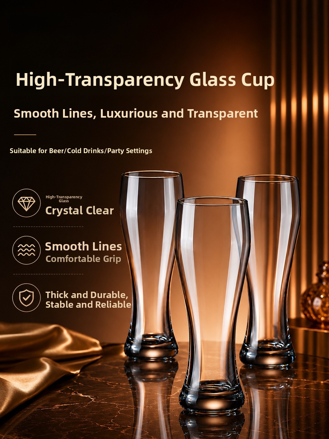 Large Capacity Beer Glass Crys - Craft Beer & Wine U- บทวิจารณ์และราคา