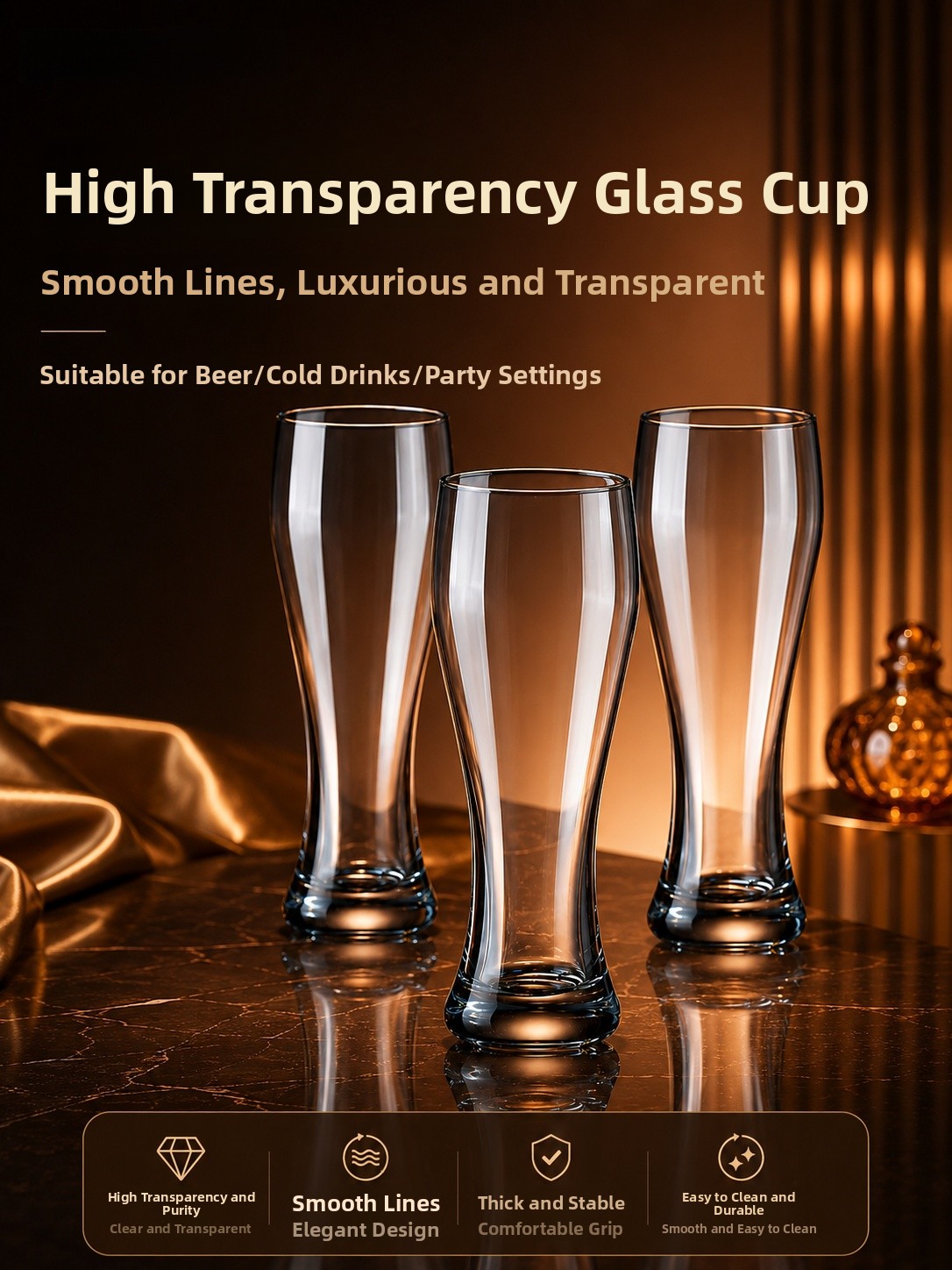 Large Capacity Beer Glass Crys - Craft Beer & Wine U- บทวิจารณ์และราคา
