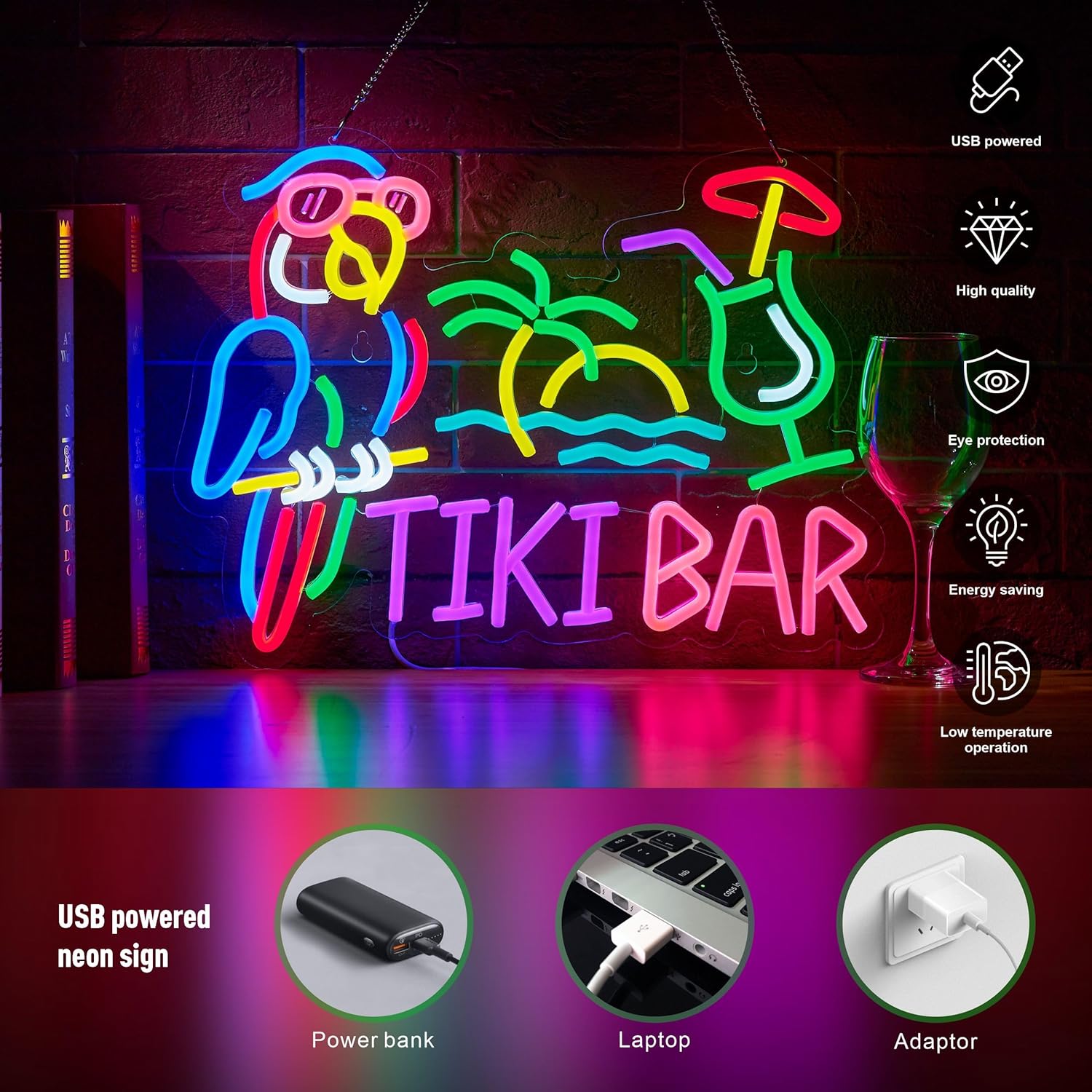 Tiki Bar Parrot Palm Tree Neon - Beer & Wine Jockey Plaza Shopping บทวิจารณ์และราคา